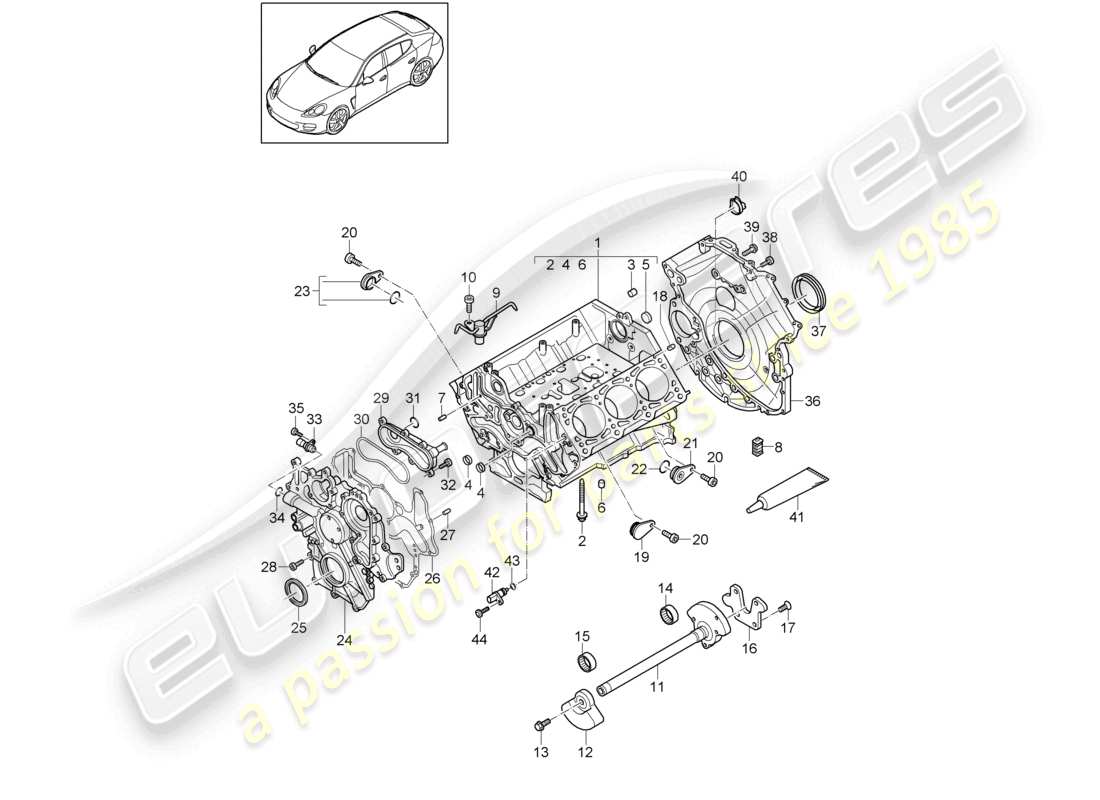 porsche 2010 (cayenne e1 9pa) carter de vilebrequin pièces détachées schéma des pièces