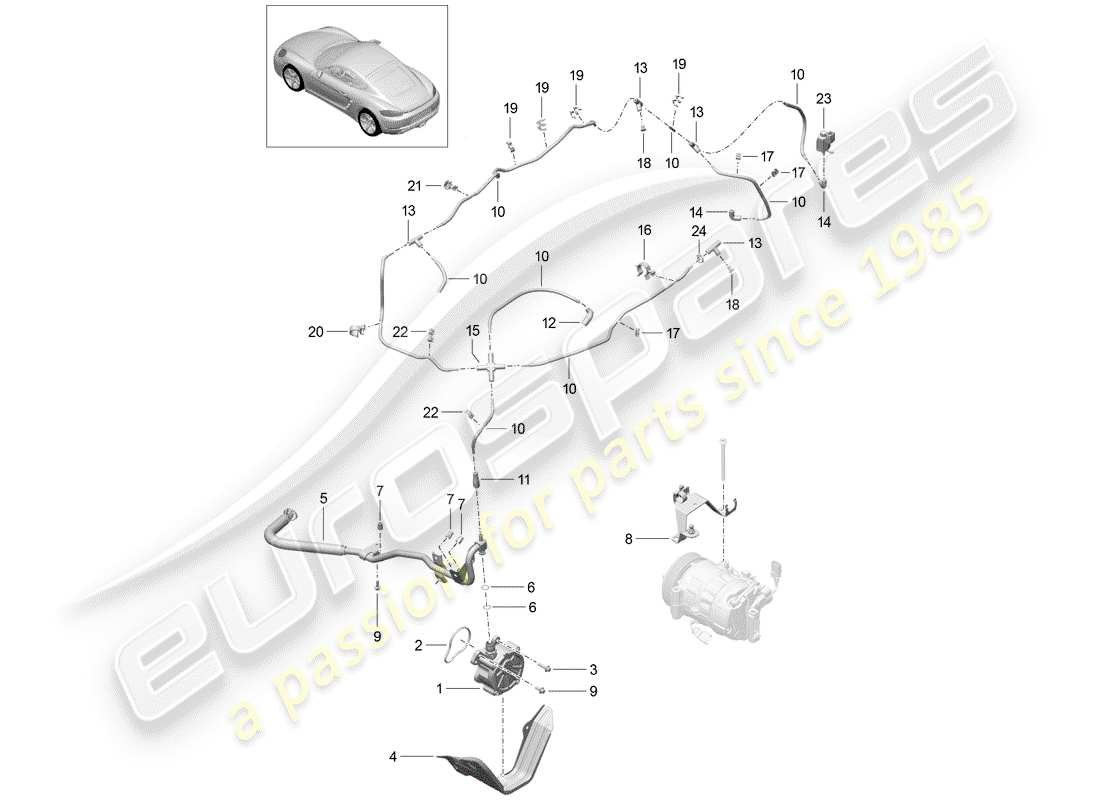 porsche 2020 (718 cayman) schéma des pièces du système de vide