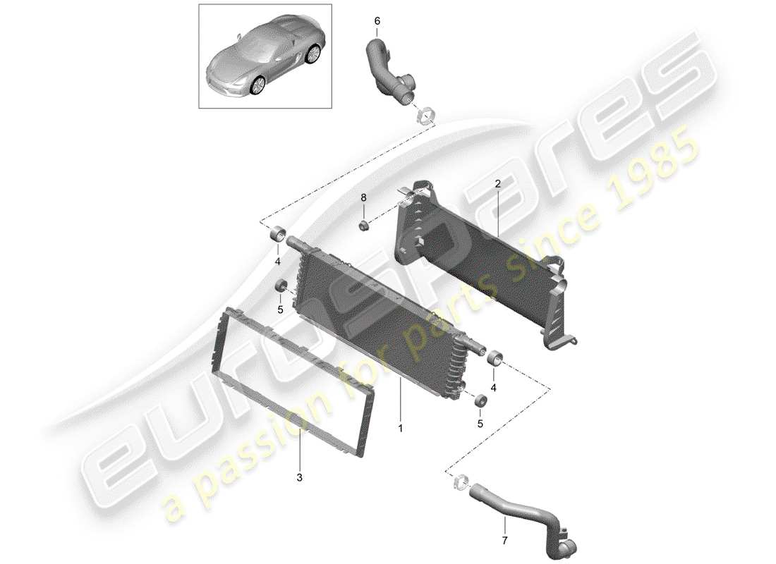 porsche 2016 (981 boxster spyder) radiateur schéma des pièces