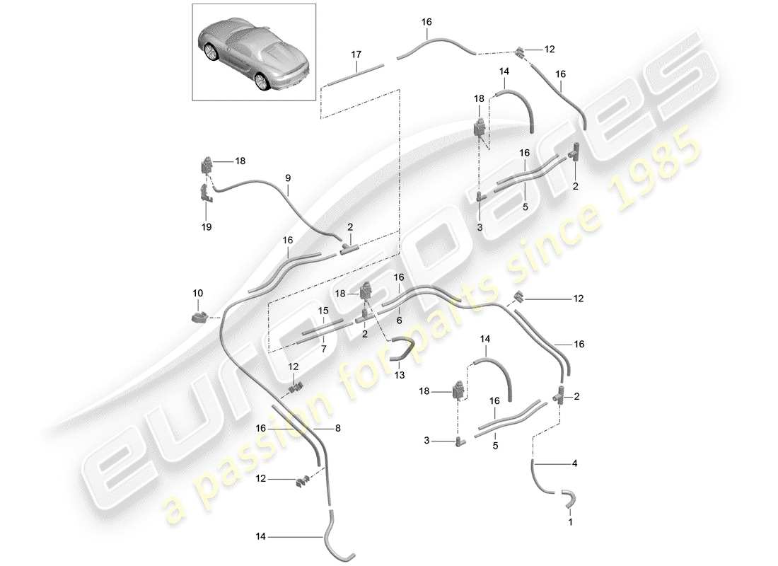 porsche 2016 (981 boxster spyder) système de vide schéma des pièces