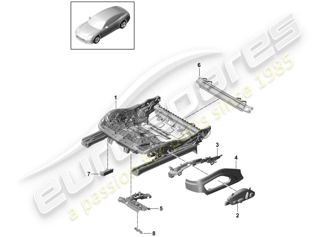 porsche 2019 (panamera 971-1) cadre de siège schéma des pièces
