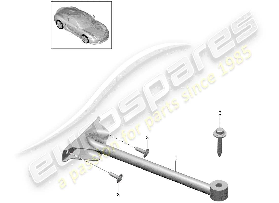 porsche 2016 (981 boxster spyder) schéma des pièces de la jambe de force du dôme