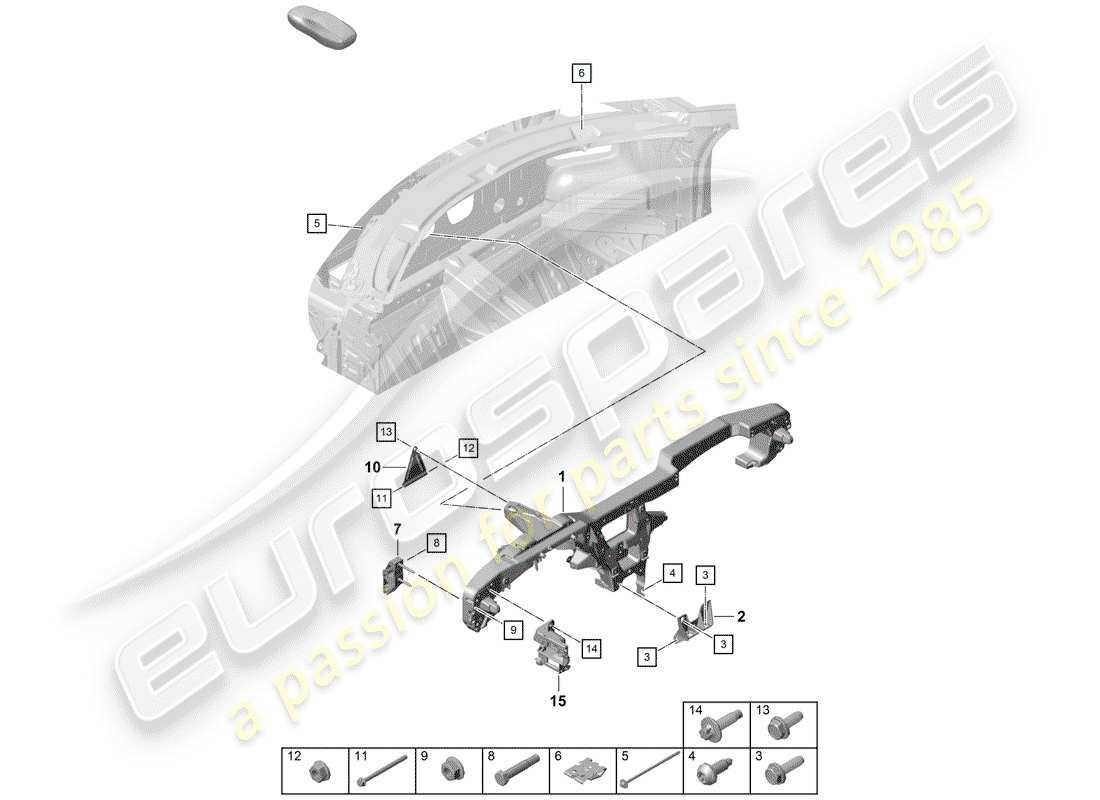 porsche 2020 (718 boxster spyder) cadre de retenue schéma des pièces