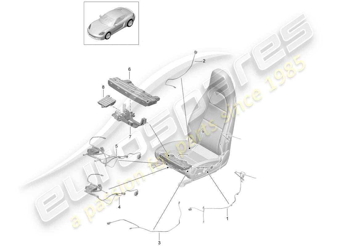 porsche 2020 (718 cayman) faisceaux de câbles schéma des pièces
