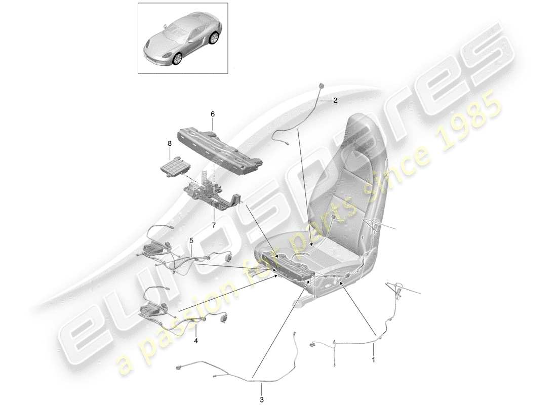 porsche 718 cayman (2020) faisceau de câblage schéma des pièces