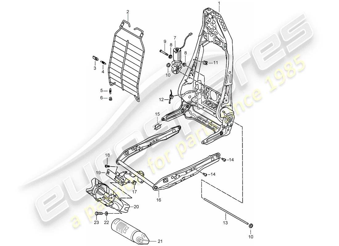 porsche 1998 (986 boxster) cadre - dossier - cadre pour siège - siège standard - siège confort schéma des pièces