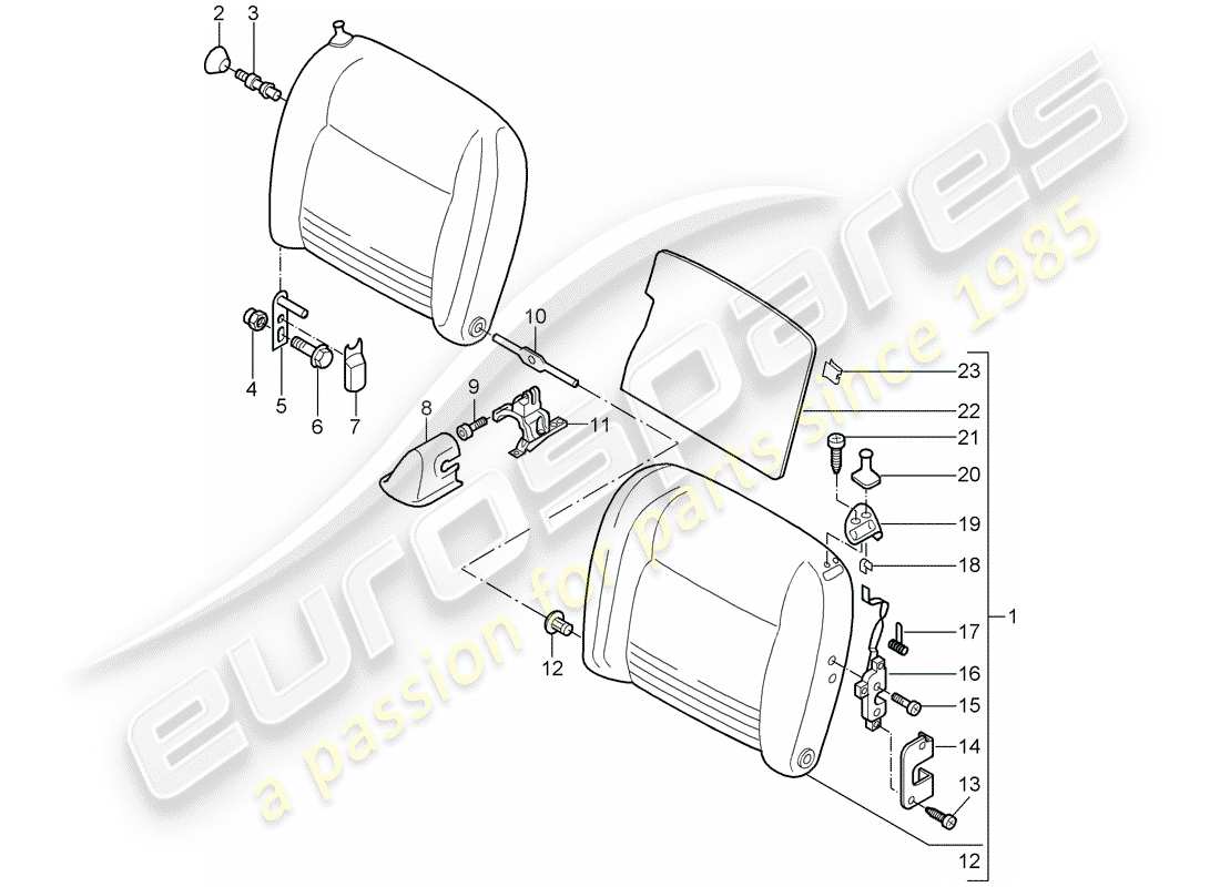 porsche 2002 (996 turbo / gt2) dossier de siège d'urgence schéma des pièces