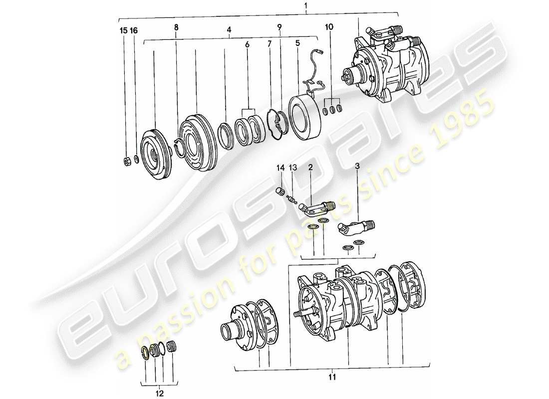porsche 1984 (924) diagramme des pièces du compresseur