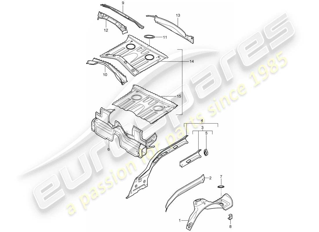 porsche 2007 (987 boxster) extrémité arrière schéma des pièces