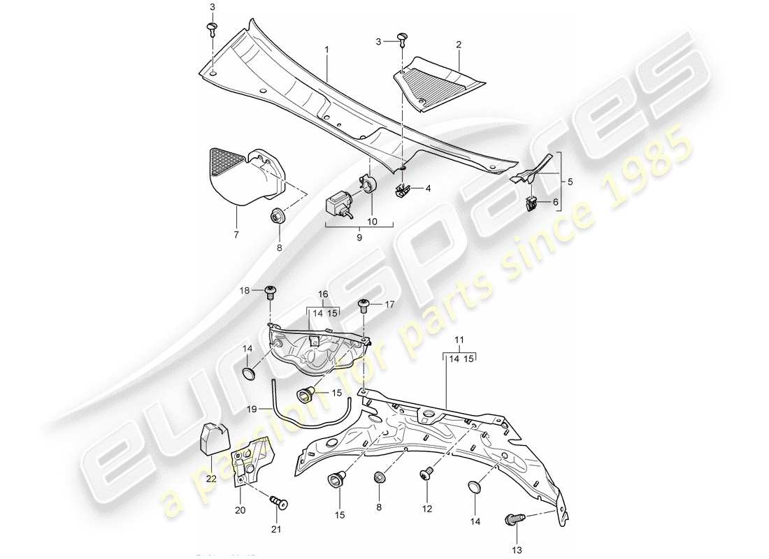 porsche 2004 (cayenne e1 9pa) couverture diagramme de pièce