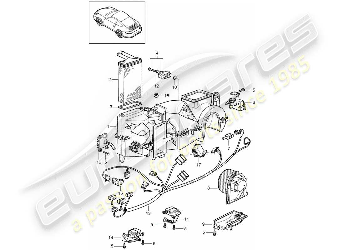 porsche 2011 (997-2) climatiseur schéma des pièces