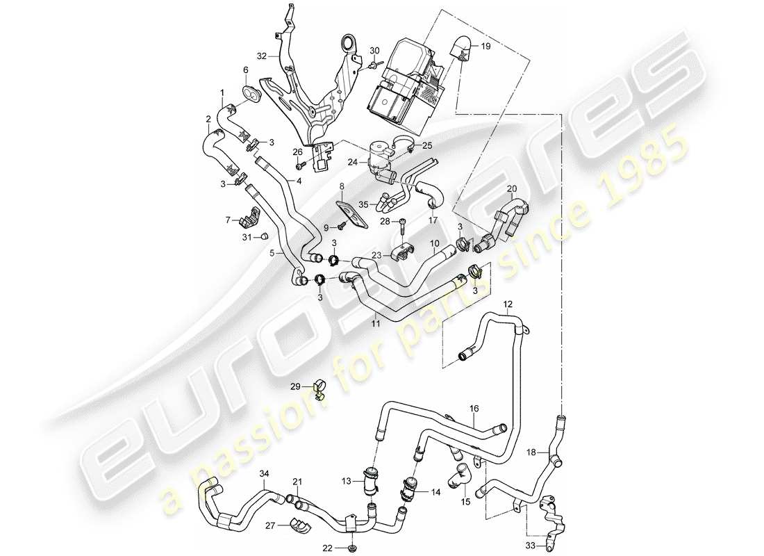 porsche 2008 (cayenne e1 9pa) schéma des pièces du chauffage