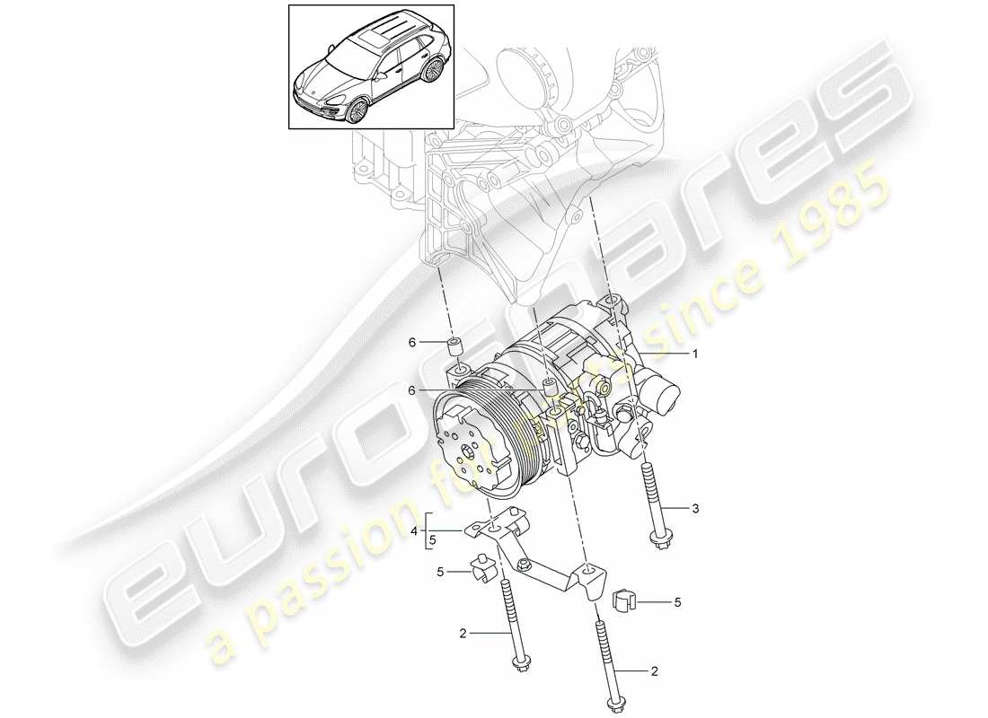 porsche 2014 (cayenne e2 92a) compresseur schéma des pièces