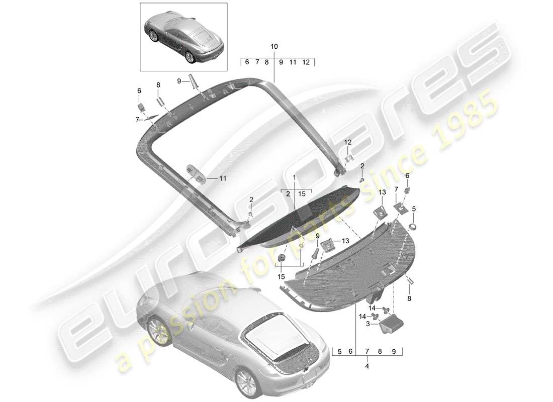 porsche 2016 (981 cayman) garniture schéma des pièces