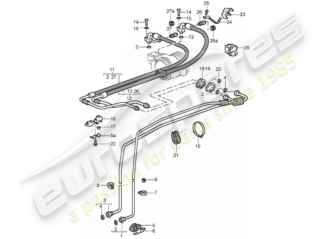 porsche 1998 (993) circuit réfrigérant schéma des pièces