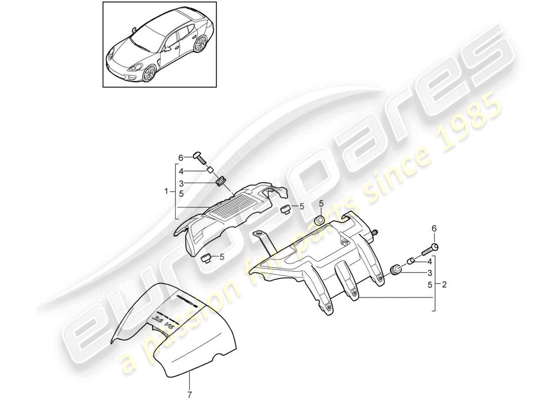 porsche 2010 (cayenne e1 9pa) couvert de moteur schéma des pièces