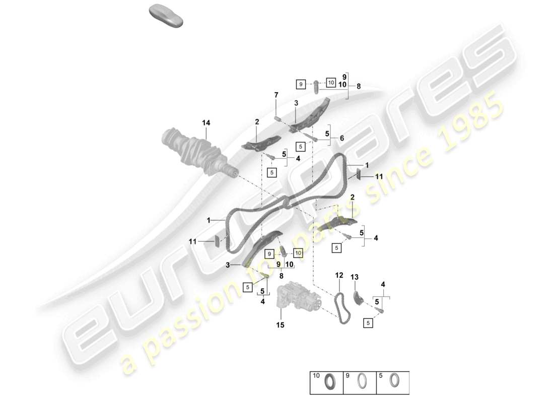 porsche 2018 (718 boxster) tendeur de chaîne chaîne de distribution schéma des pièces