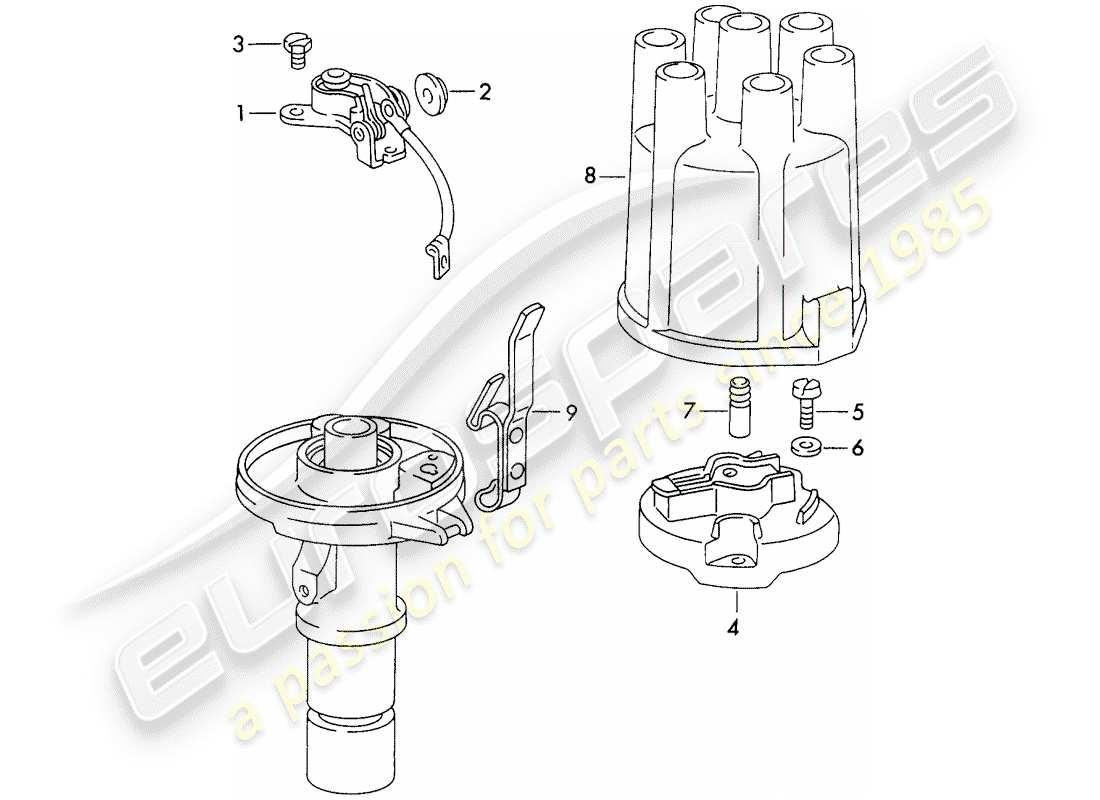 porsche 1971 (911) distributeur - - marelli - - d >> - mj 1971 schéma des pièces