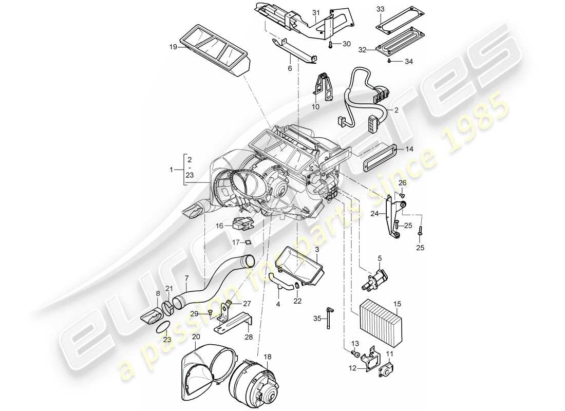 porsche 2004 (carrera gt) chauffage - climatiseur - pièces individuelles schéma des pièces
