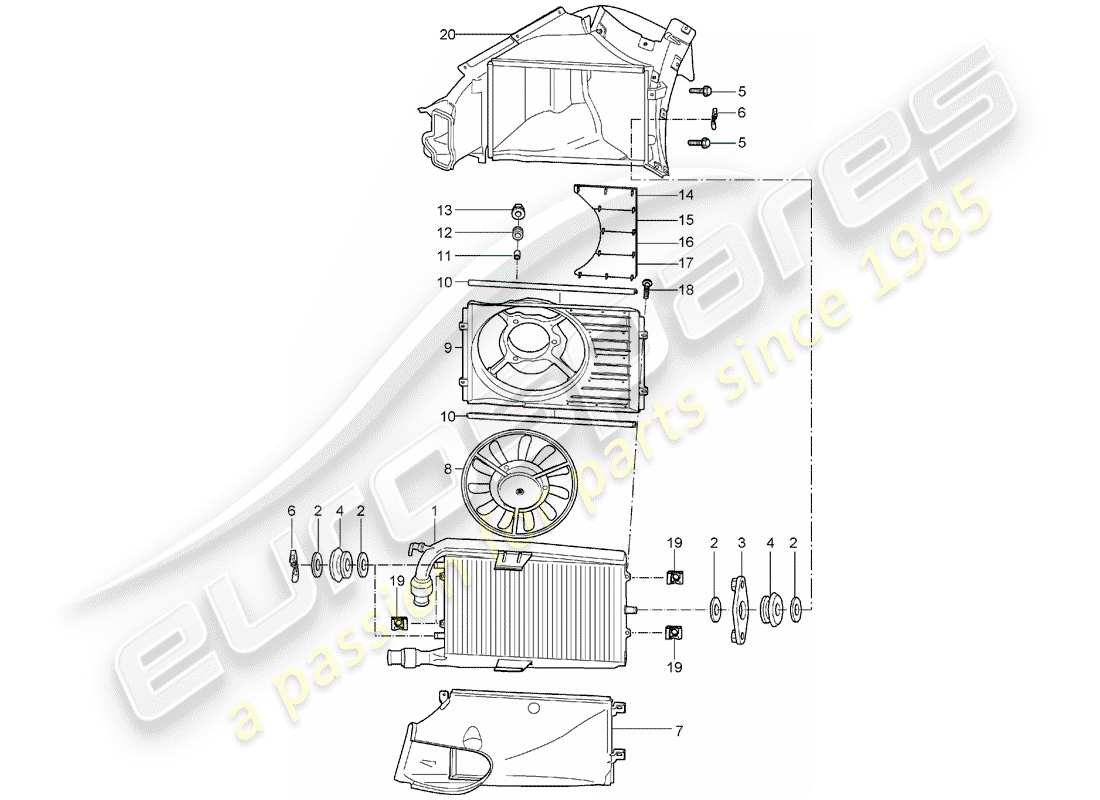 porsche 2004 (carrera gt) refroidissement par eau 2 schéma des pièces