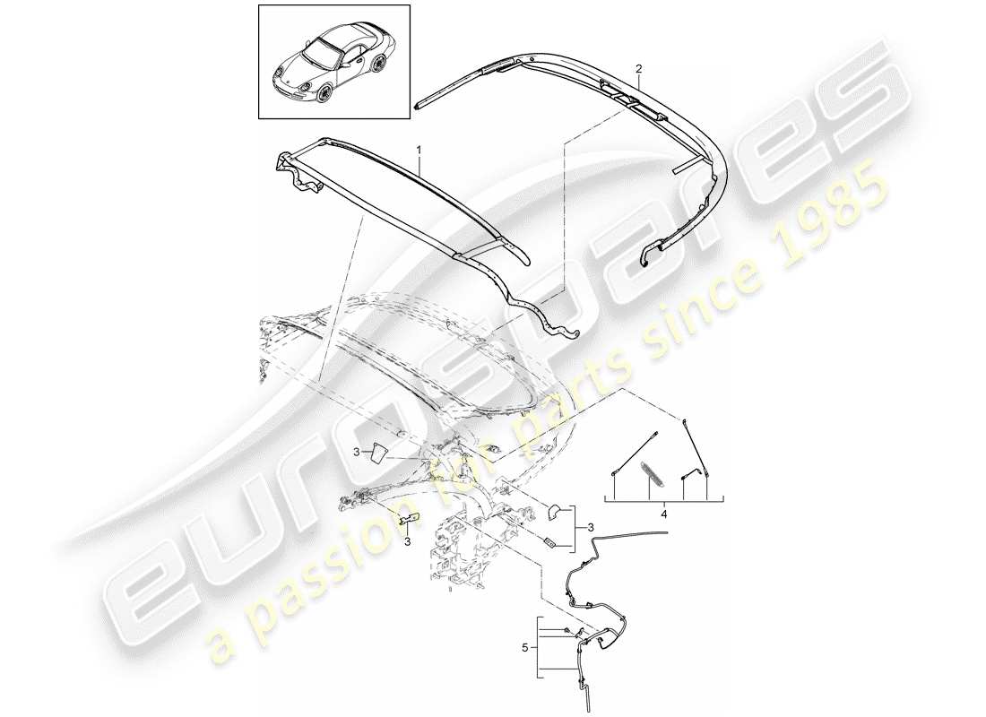porsche 2012 (997-2) cadre supérieur schéma des pièces