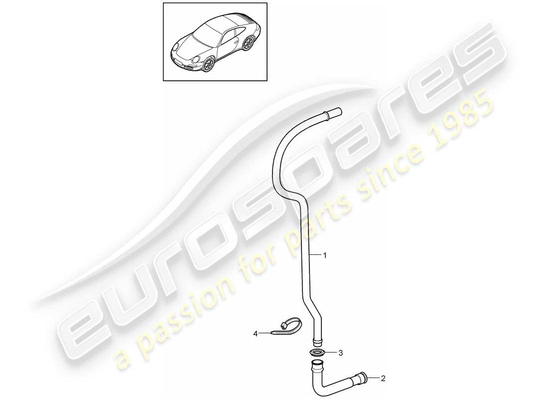porsche 2012 (997-2) tuyau d'évacuation d'eau schéma des pièces
