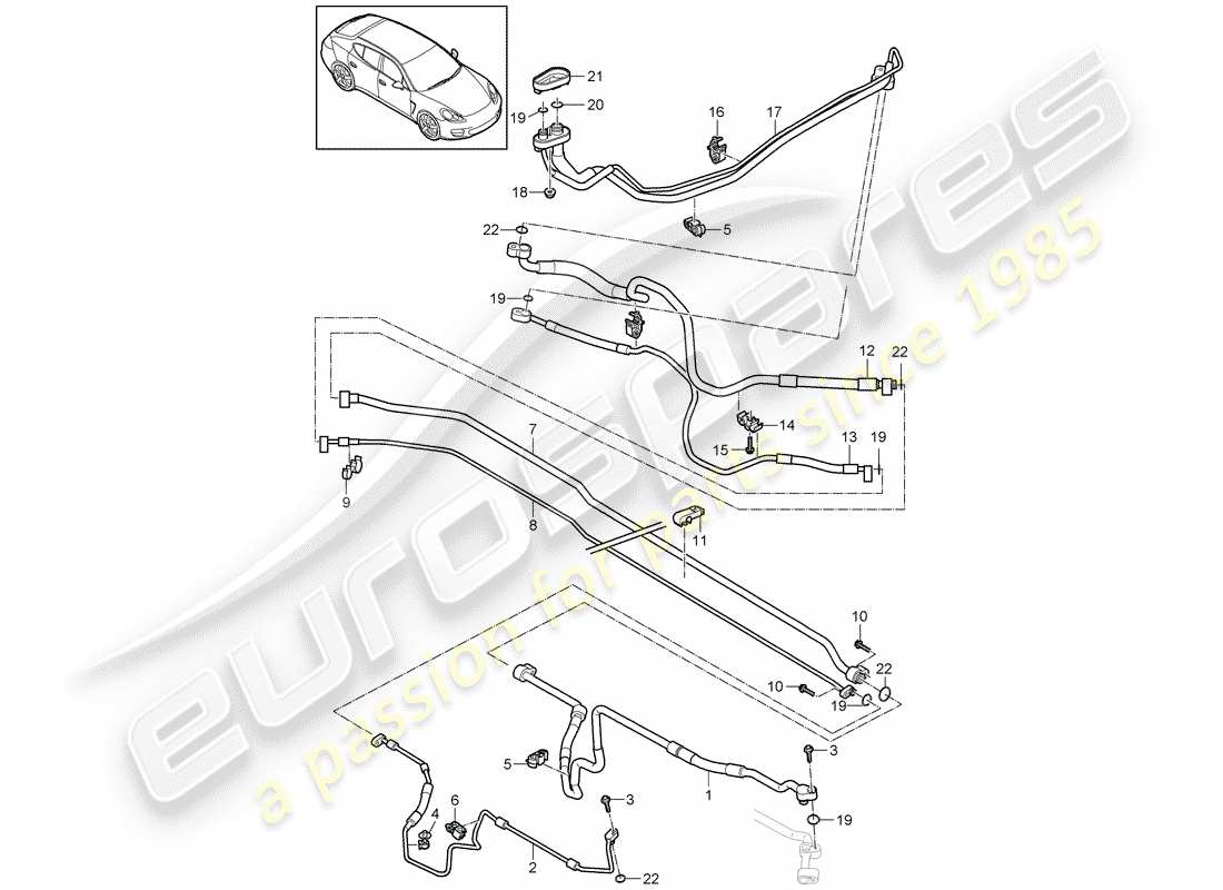 porsche 2012 (panamera 970) ligne réfrigérant schéma des pièces