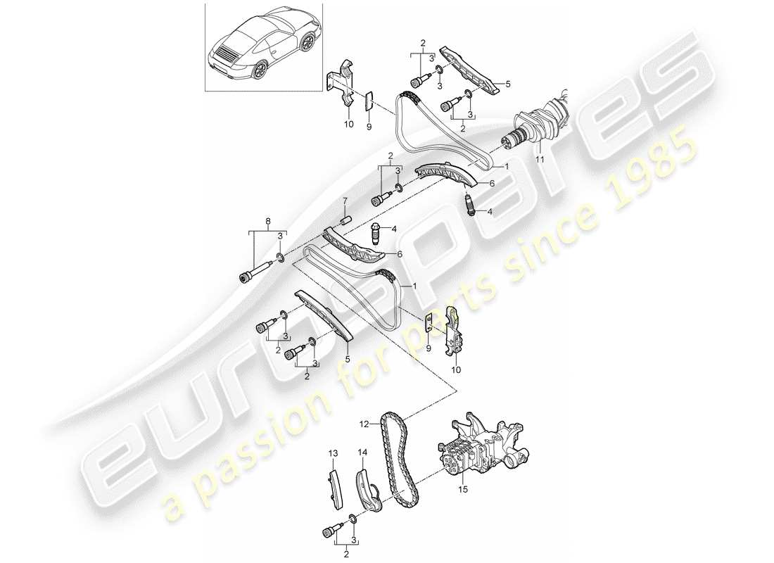 porsche 2011 (997-2) commande de valve schéma des pièces