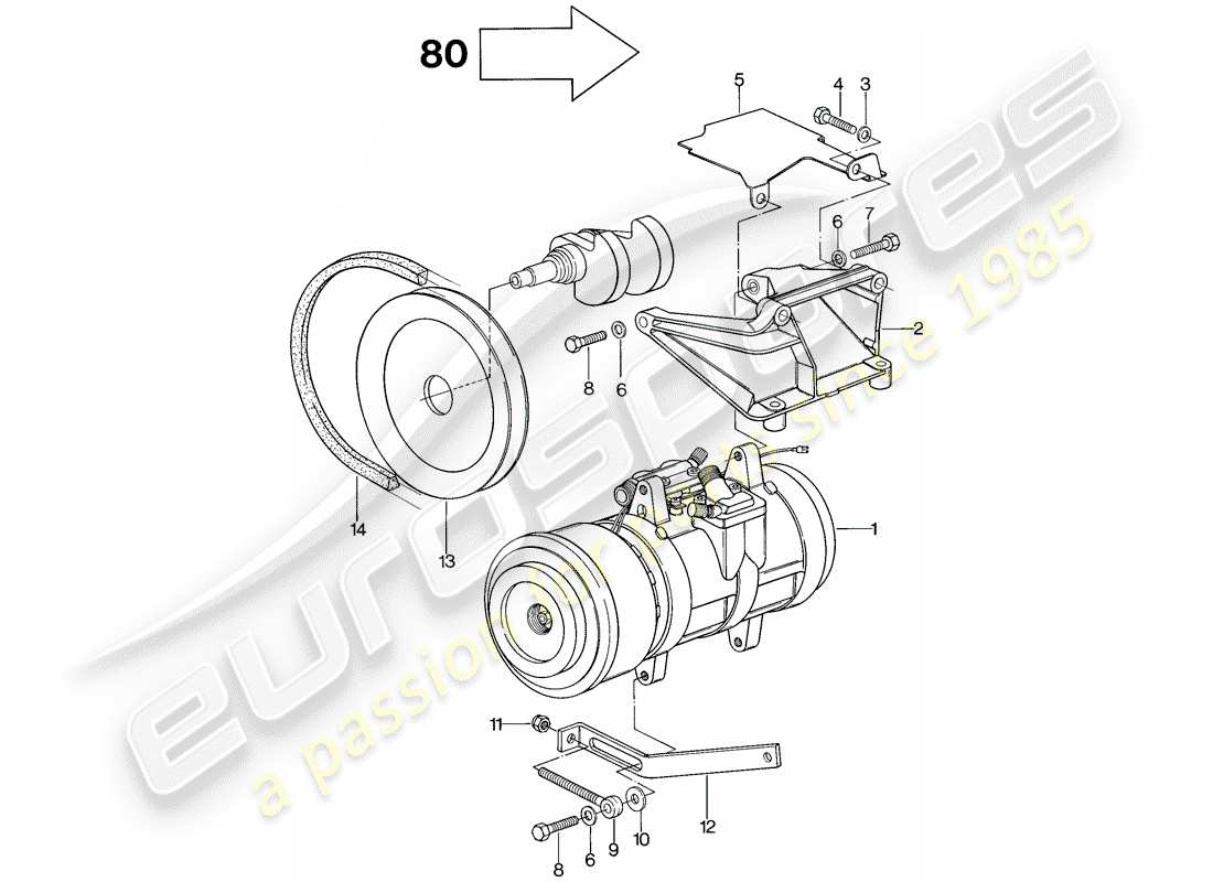 porsche 1981 (928) pour - m 573 und 563 - compresseur - assemblage schéma des pièces