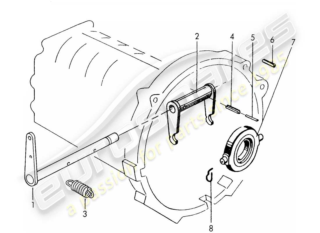 porsche 1959 (356/356a) deblocage d'embrayage - g 25 001 >> schéma des pièces