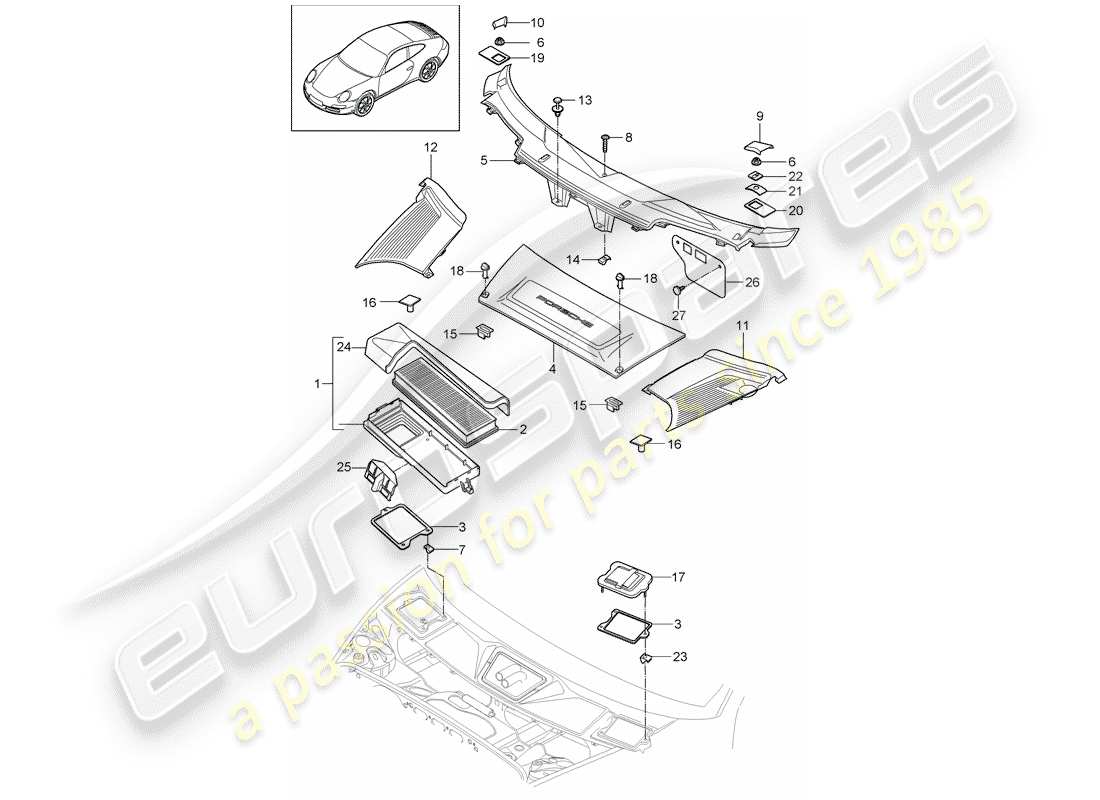 porsche 2011 (997-2) filtre à particules schéma des pièces