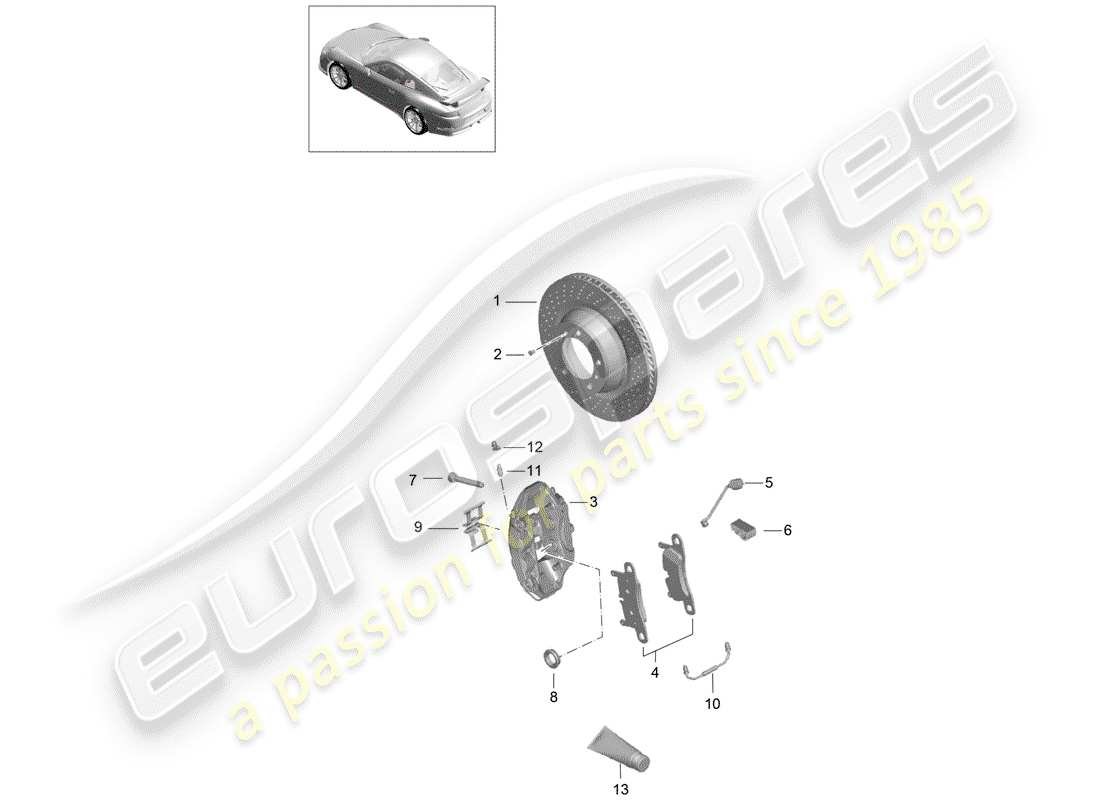 porsche 2016 (991-1 r/gt3/rs) freins à disque schéma des pièces