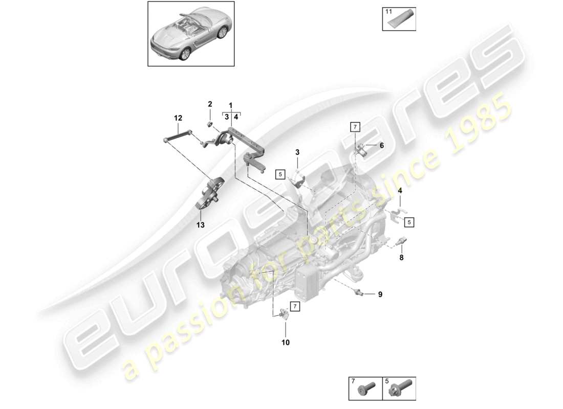 porsche 2018 (718 boxster) boîte de vitesses manuelle pièces détachées schéma des pièces