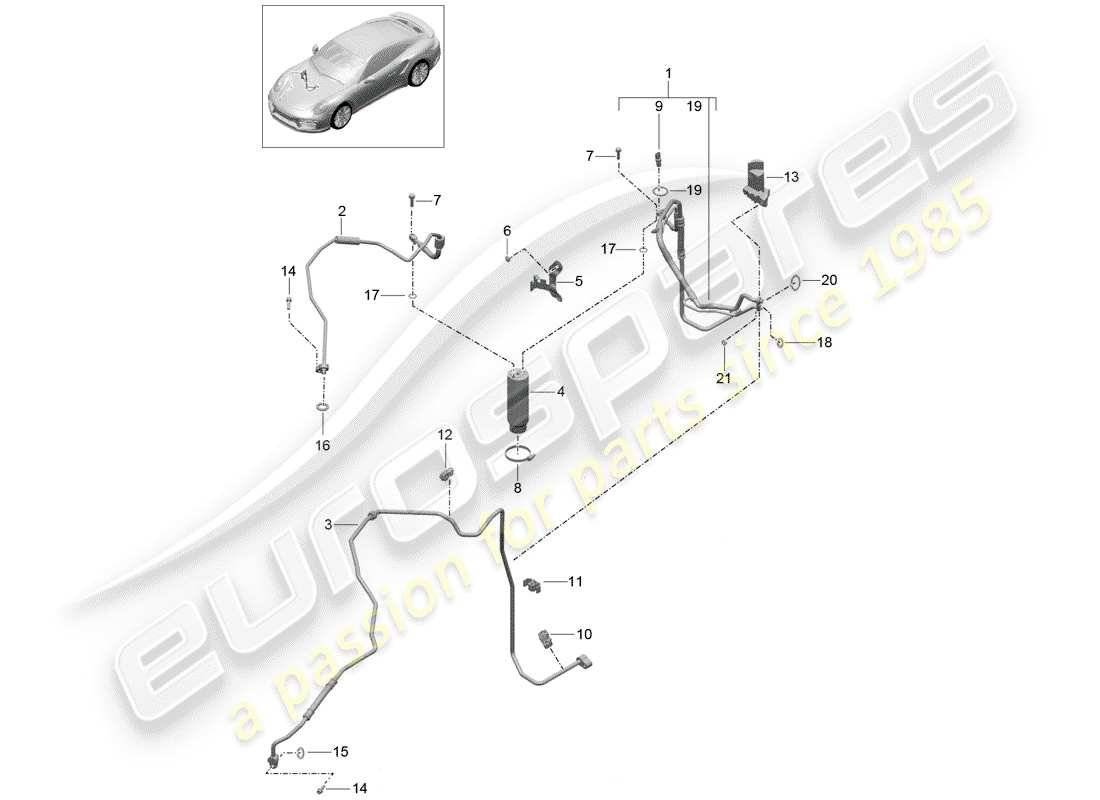 porsche 2020 (991-2 turbo) climatiseur schéma des pièces