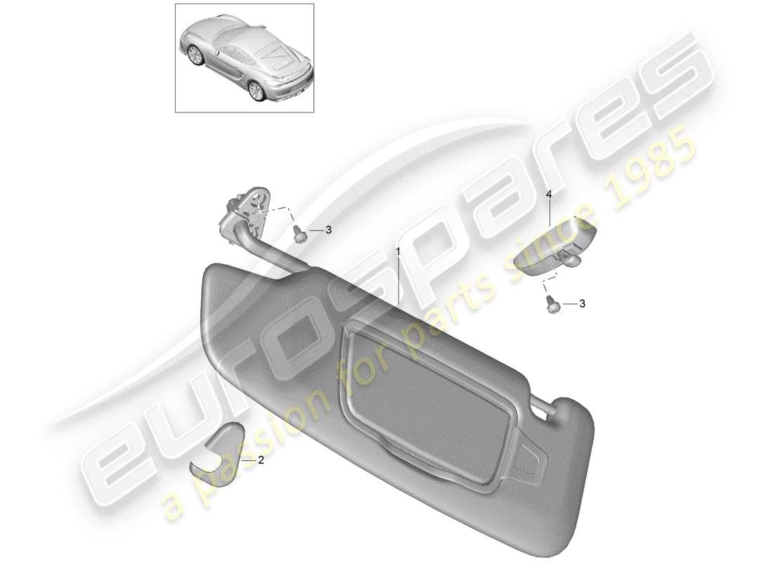 porsche 2016 (981 cayman gt4) diagramme des pièces des pare-soleil