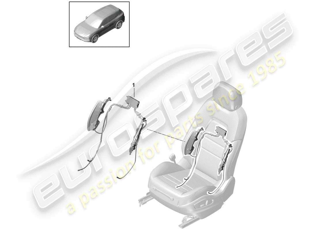 porsche 2019 (cayenne e3 9ya/9yb) composants pneumatiques pour siège schéma des pièces