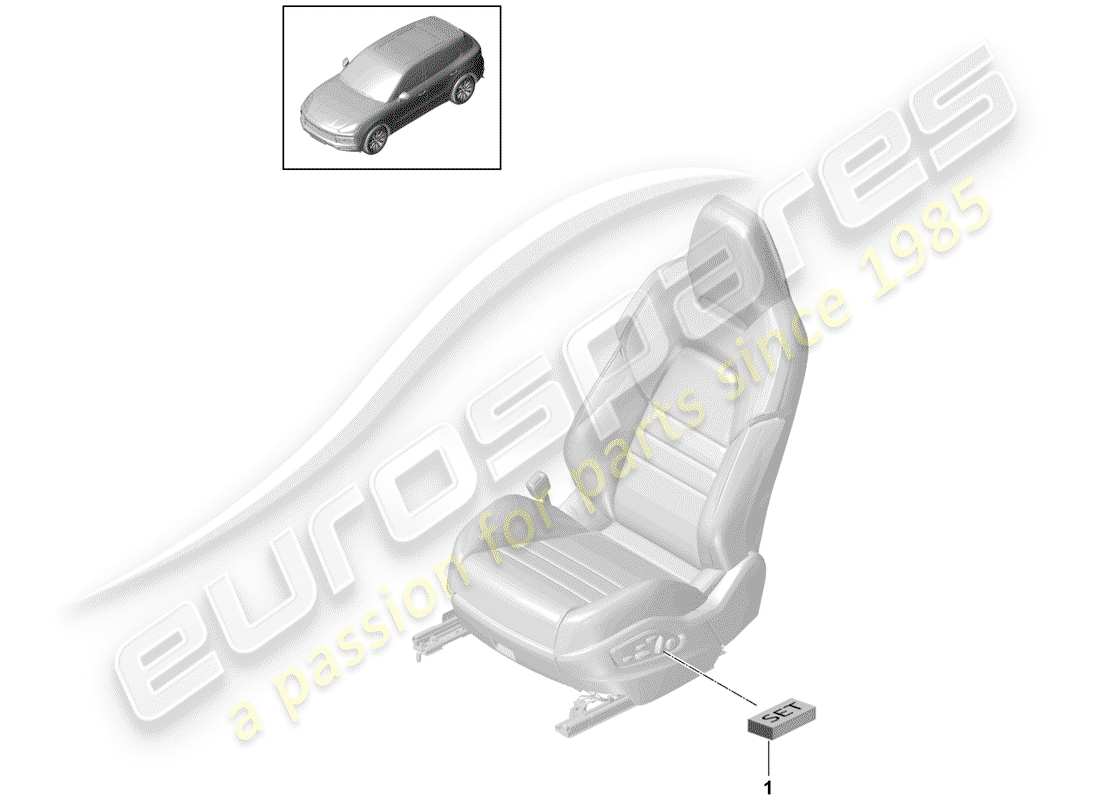 porsche 2019 (cayenne e3 9ya/9yb) kit de réparation pour siège passager schéma des pièces