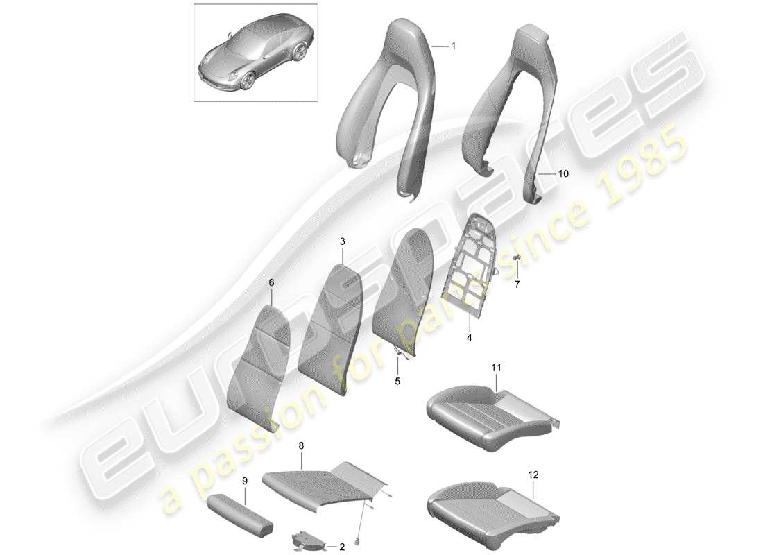 porsche 2013 (991-1) pièce en mousse diagramme des pièces