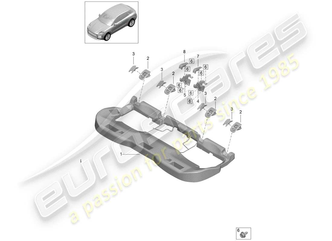 porsche 2019 (macan) schéma des pièces du siège arrière