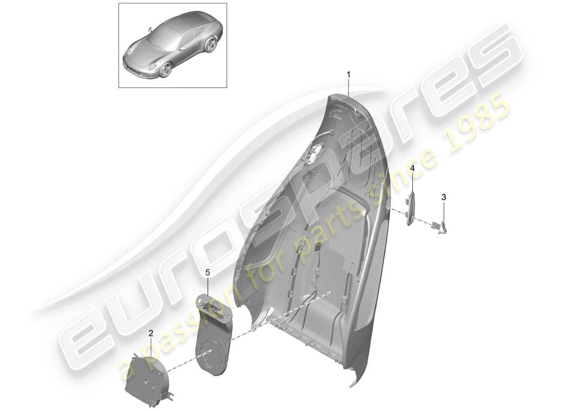 porsche 2015 (991-1) coque de dossier schéma des pièces