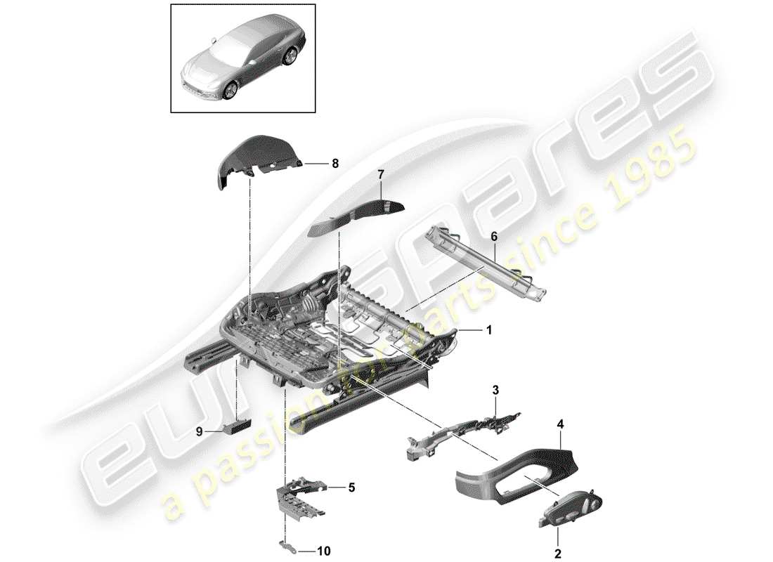 porsche 2019 (panamera 971-1) cadre de siège schéma des pièces