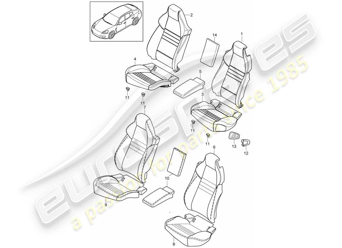 porsche 2016 (panamera 970) couverture diagramme de pièce