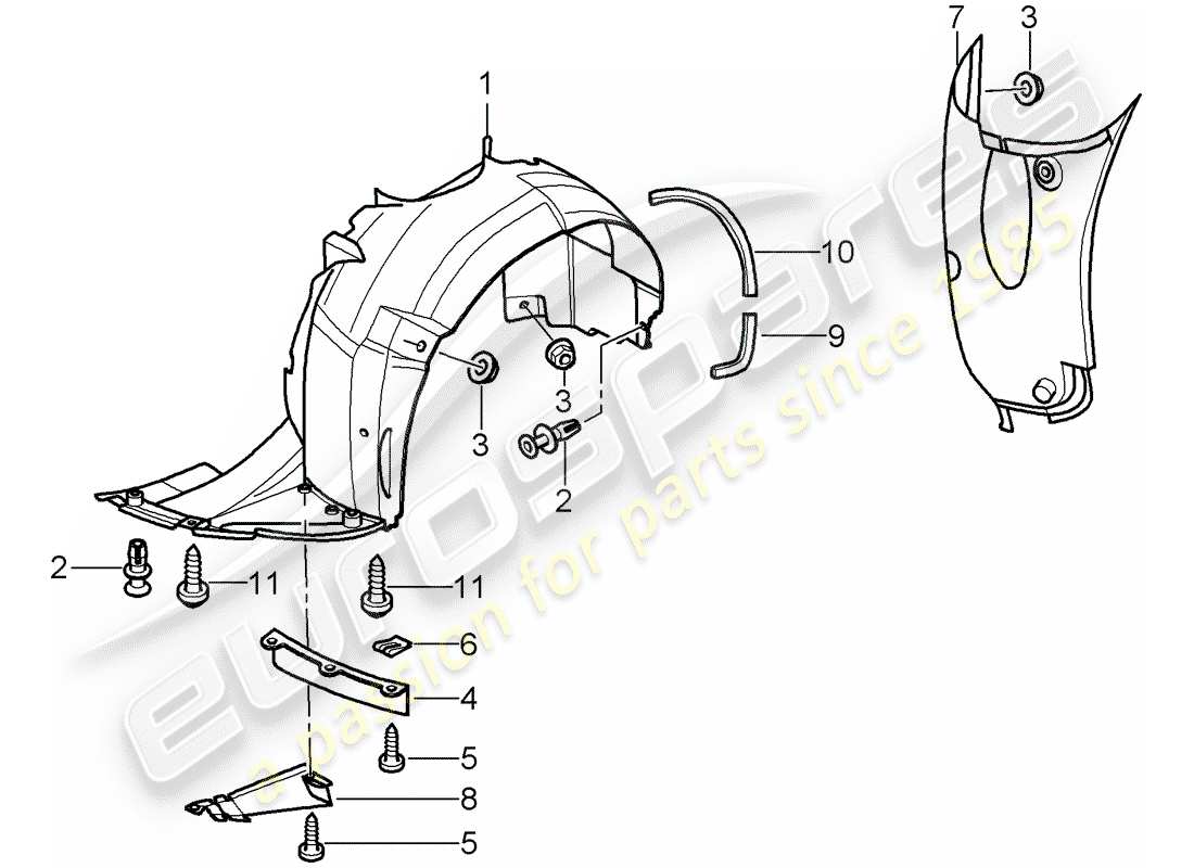 porsche 2000 (996) garniture - pour - carter de roue - d >> - mj 2001 vue éclatée