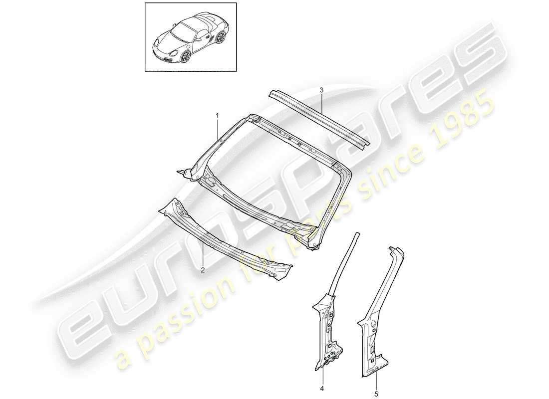 porsche 2010 (987 boxster) capot schéma des pièces