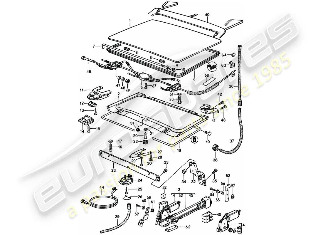 porsche 1982 (944) toit levable - d - mj 1984>> schéma des pièces