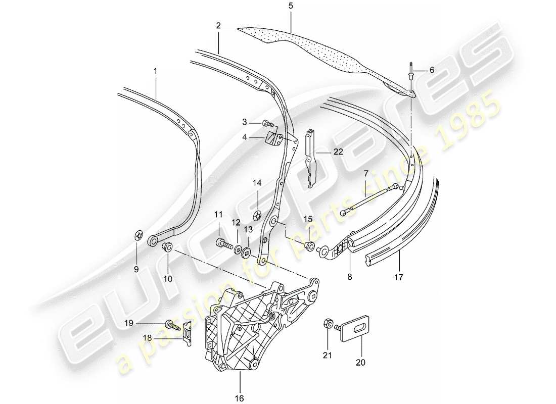 porsche 1999 (996) cadre supérieur - pièces individuelles schéma des pièces