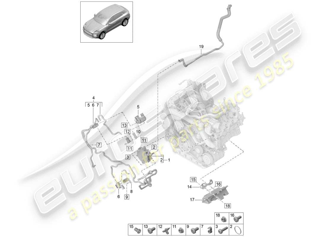 porsche 2019 (macan) système de vide schéma des pièces