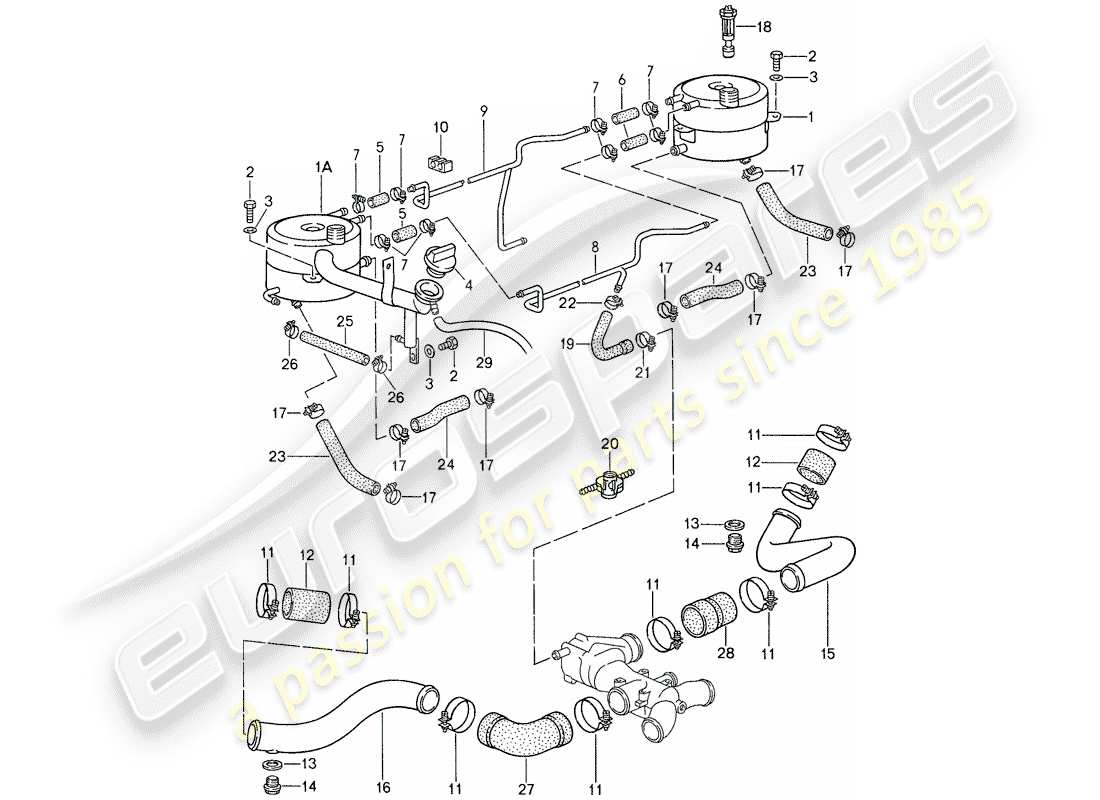 porsche 1987 (959) refroidissement par eau 2 schéma des pièces
