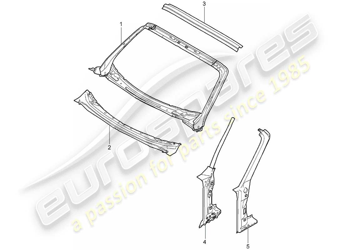 porsche 2005 (987 boxster) diagramme des pièces du capot