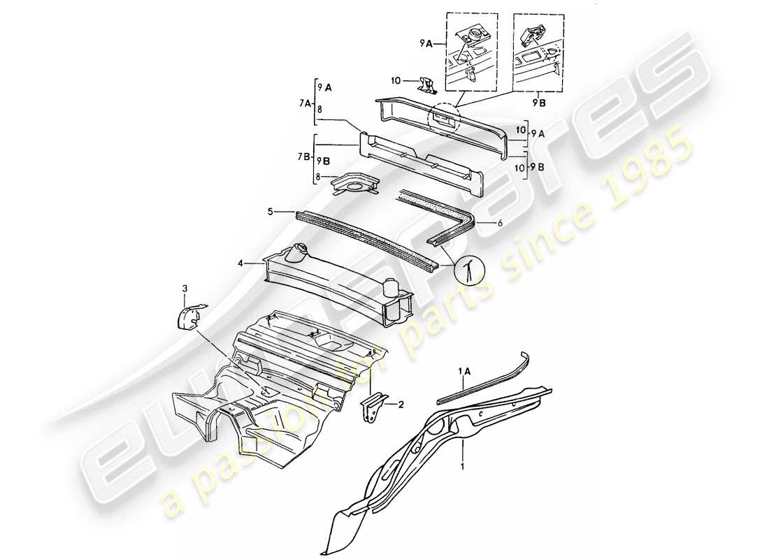 porsche 1994 (964) diagramme des pièces du cadre